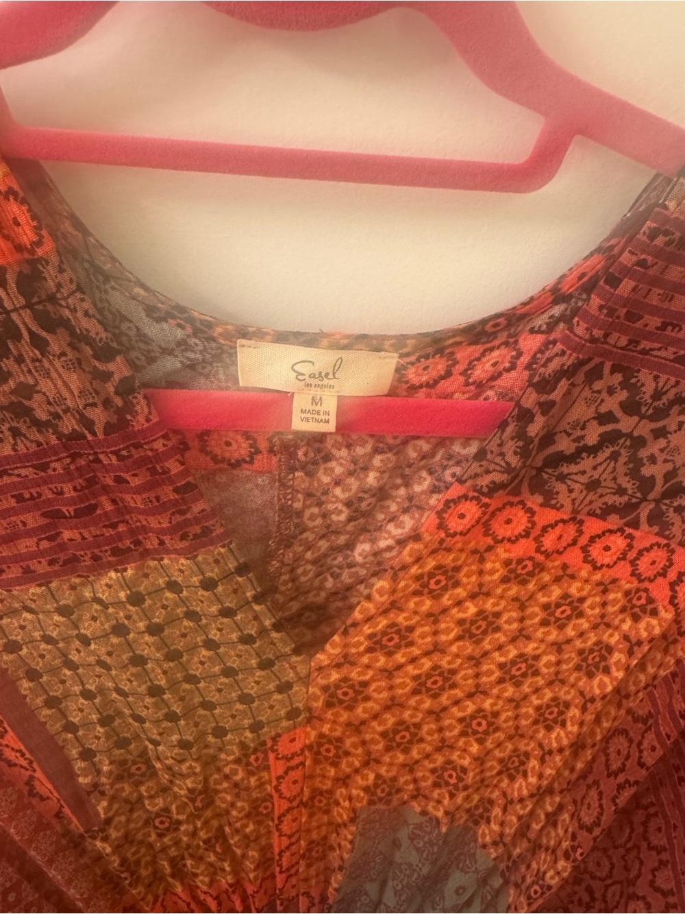 easel Patchwork Maxi Dress in Red and Black - Picture 4 of 7